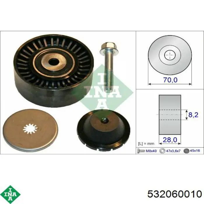 Rolka prowadząca, kierunkowa paska napędowego INA 532060010 cena, od 32,22 USD
