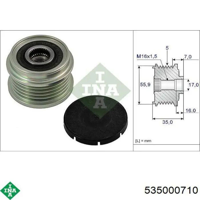 Koło pasowe alternatora INA 535000710 cena, od 37,10 USD