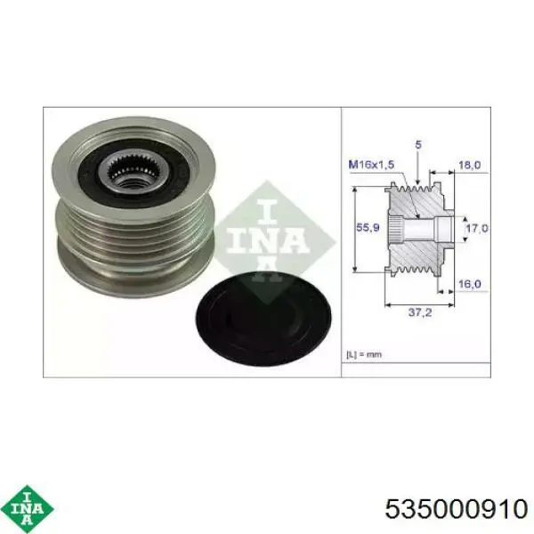Koło pasowe alternatora INA 535000910 cena, od 41,52 USD