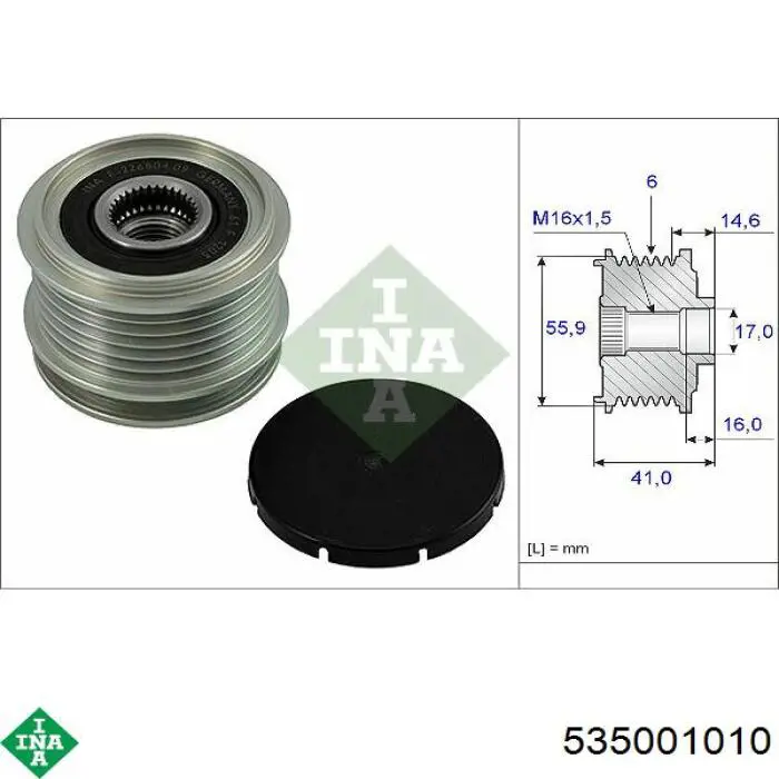 Koło pasowe alternatora INA 535001010 cena, od 49,54 USD