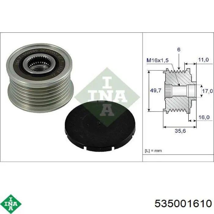 Do koszyka 535001610 INA Koło pasowe alternatora