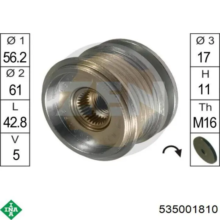 Do koszyka 535001810 INA Koło pasowe alternatora