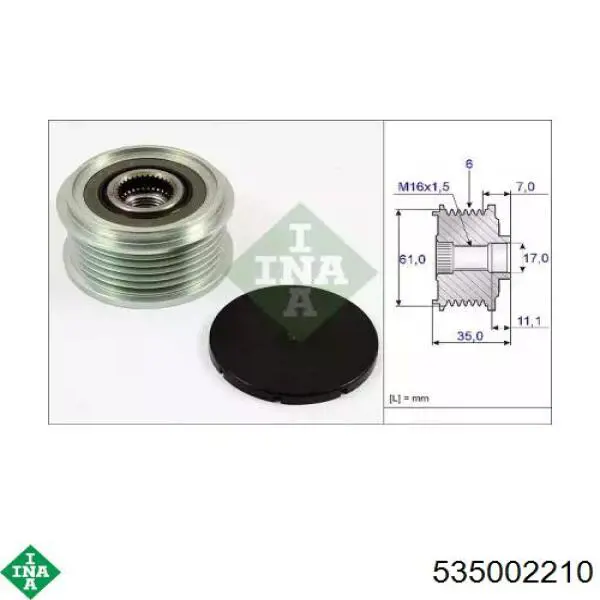 Koło pasowe alternatora INA 535002210 cena, od 40,58 USD