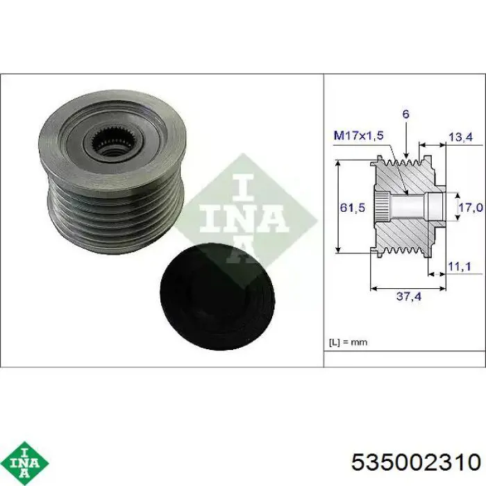 Koło pasowe alternatora INA 535002310 cena, od 36,25 USD