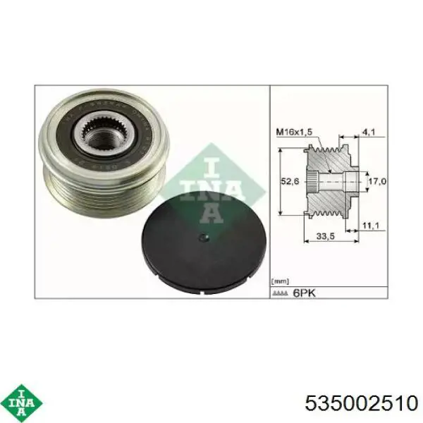 Koło pasowe alternatora INA 535002510 cena, od 32,02 USD