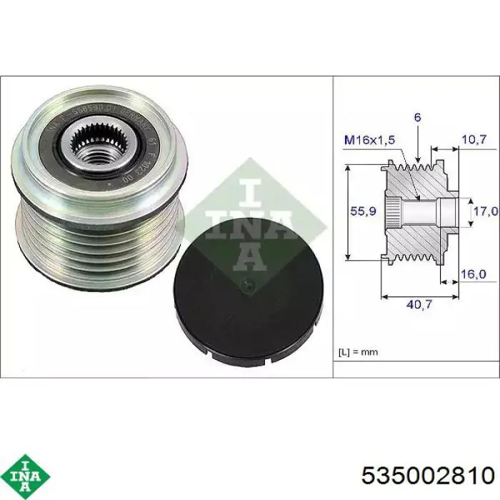 Koło pasowe alternatora INA 535002810 cena, od 36,53 USD