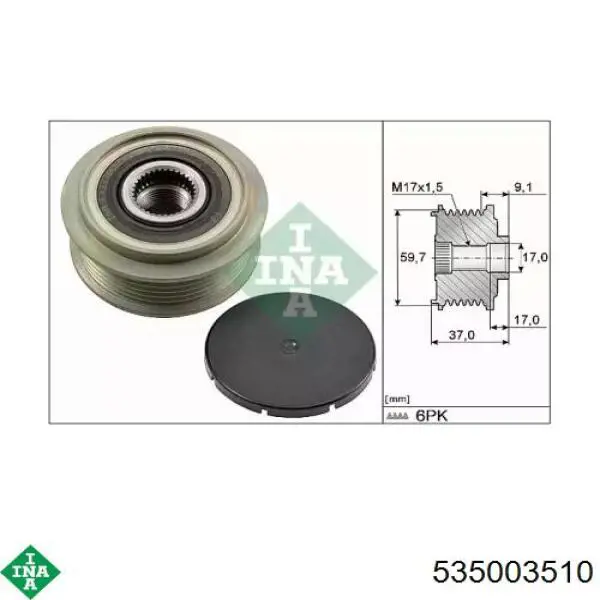 Koło pasowe alternatora INA 535003510 cena, od 40,62 USD