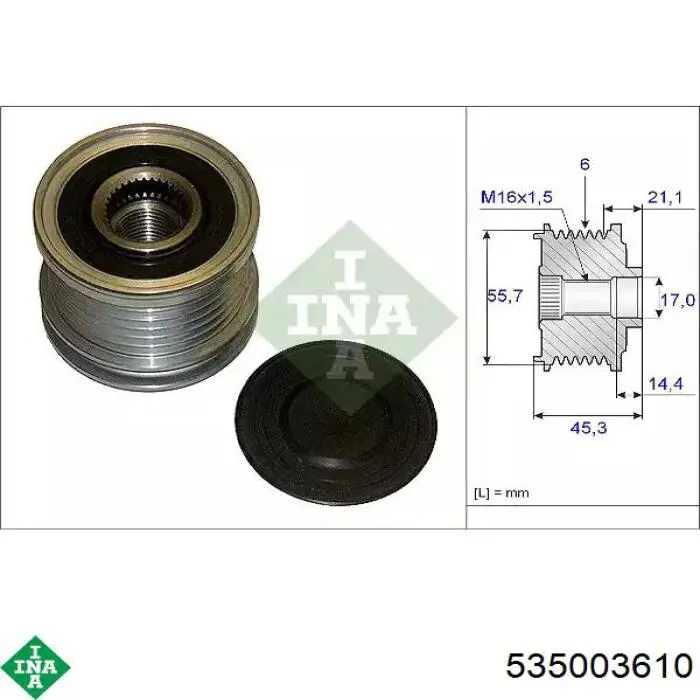 Koło pasowe alternatora INA 535003610 cena, od 69,17 USD