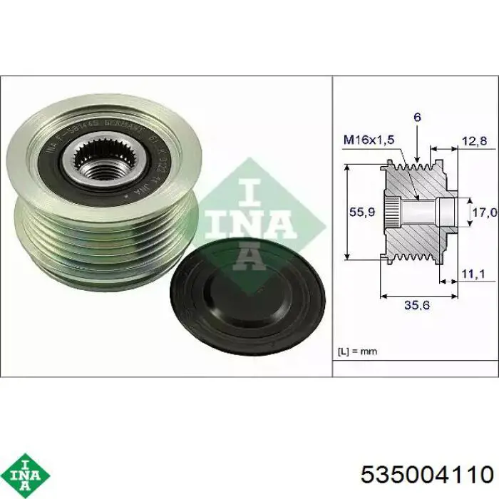 Koło pasowe alternatora INA 535004110 cena, od 32,09 USD