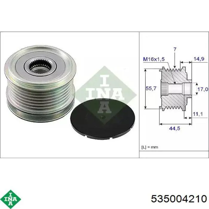 Koło pasowe alternatora INA 535004210 cena, od 39,59 USD