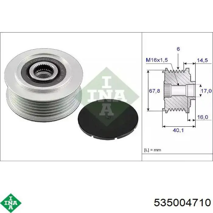 Koło pasowe alternatora INA 535004710 cena, od 45,49 USD