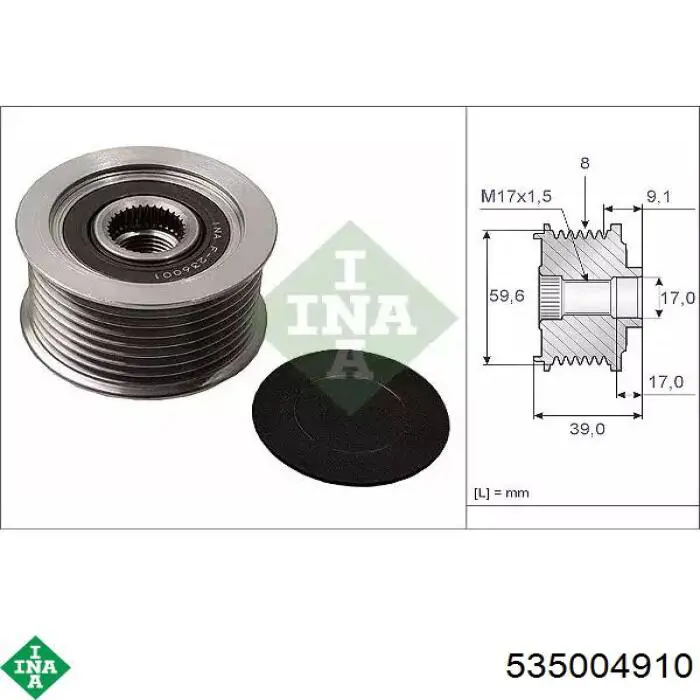 Koło pasowe alternatora INA 535004910 cena, od 41,95 USD