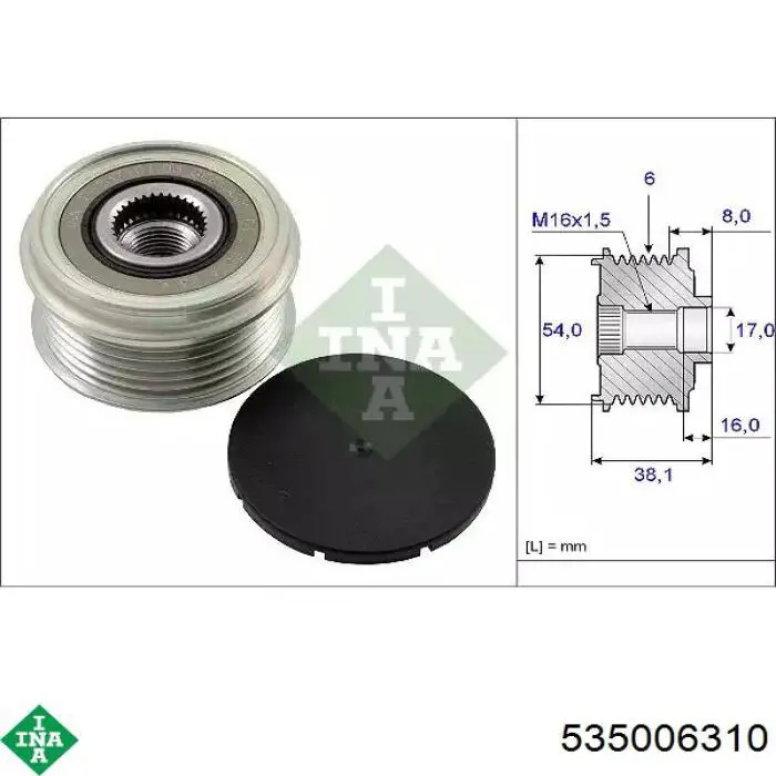 Koło pasowe alternatora INA 535006310 cena, od 34,70 USD