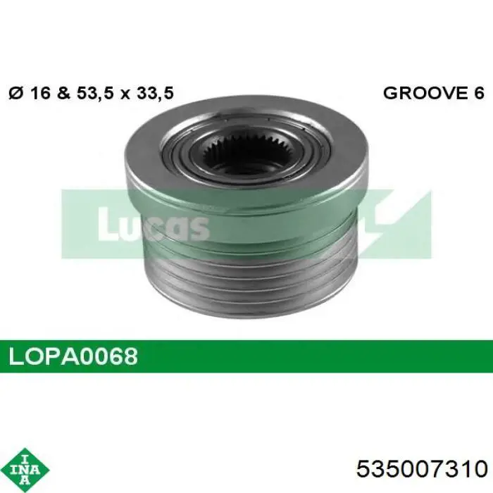 Koło pasowe alternatora INA 535007310 cena, od 34,34 USD