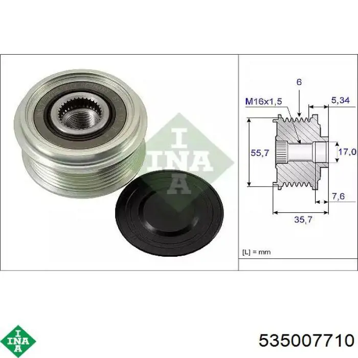 Koło pasowe alternatora INA 535007710 cena, od 35,11 USD