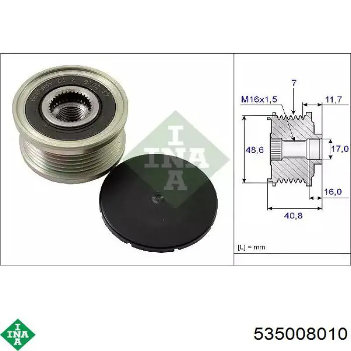 Koło pasowe alternatora INA 535008010 cena, od 37,82 USD