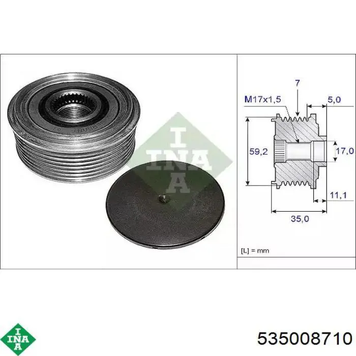 Koło pasowe alternatora INA 535008710 cena, od 40,63 USD