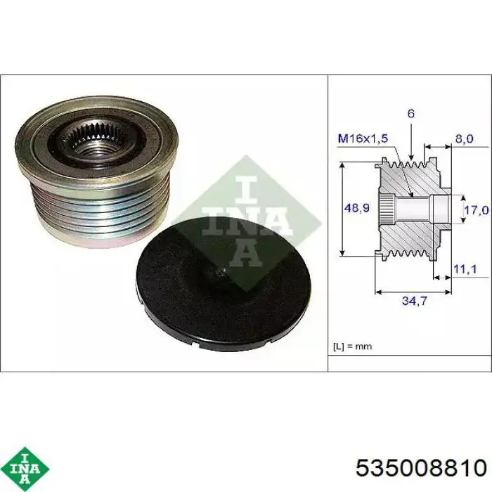 Koło pasowe alternatora INA 535008810 cena, od 46,47 USD