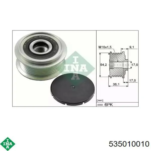 Koło pasowe alternatora INA 535010010 cena, od 38,38 USD
