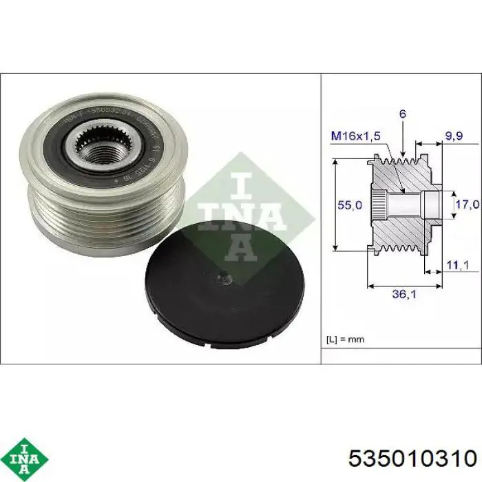 Koło pasowe alternatora INA 535010310 cena, od 37,46 USD