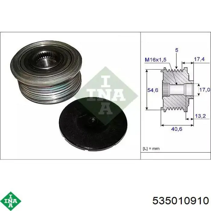 Koło pasowe alternatora INA 535010910 cena, od 50,07 USD