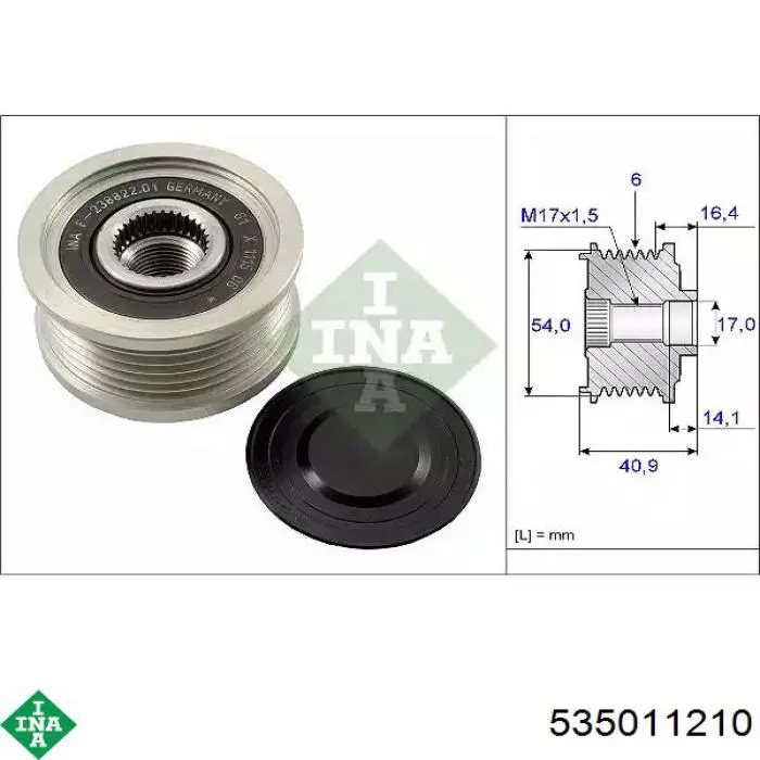 Koło pasowe alternatora INA 535011210 cena, od 39,86 USD