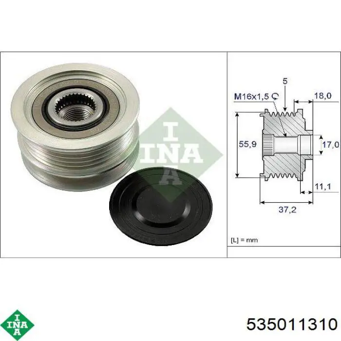 Koło pasowe alternatora INA 535011310 cena, od 36,95 USD