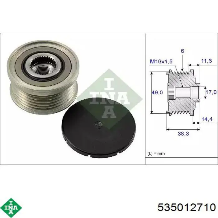 Koło pasowe alternatora INA 535012710 cena, od 58,14 USD