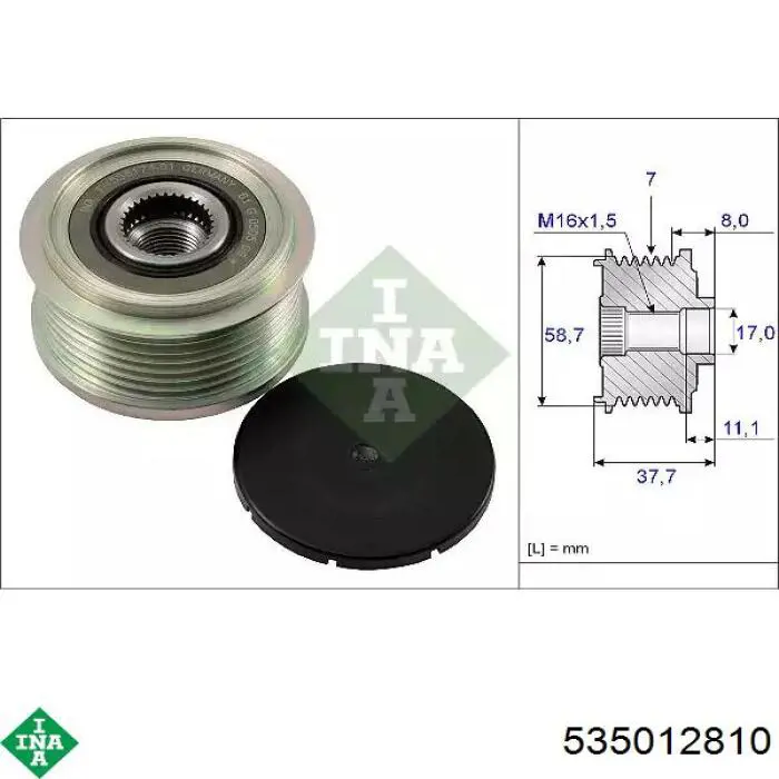 Koło pasowe alternatora INA 535012810 cena, od 37,79 USD