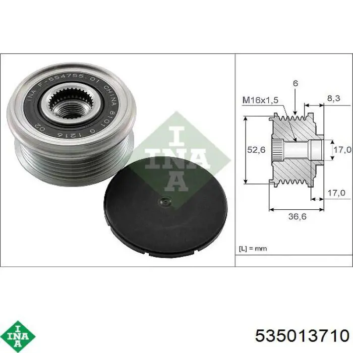 Koło pasowe alternatora INA 535013710 cena, od 41,09 USD