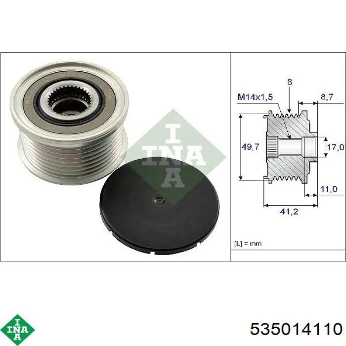Koło pasowe alternatora INA 535014110 cena, od 43,27 USD