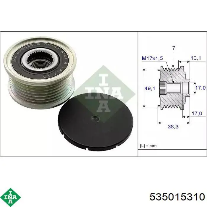 Koło pasowe alternatora INA 535015310 cena, od 40,89 USD