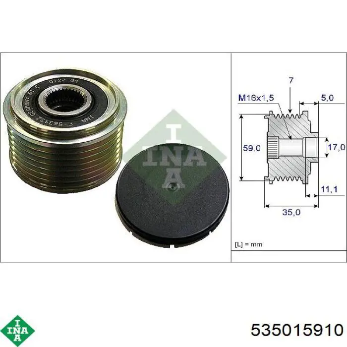 Do koszyka 535015910 INA Koło pasowe alternatora