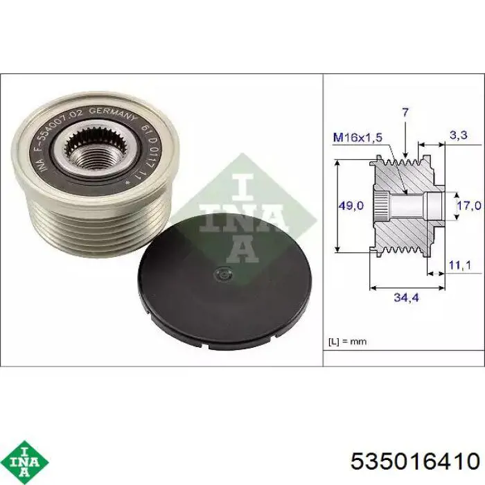 Koło pasowe alternatora INA 535016410 cena, od 55,69 USD