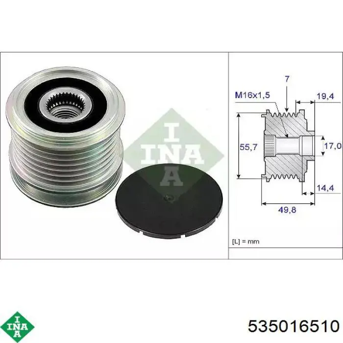 Koło pasowe alternatora INA 535016510 cena, od 45,24 USD