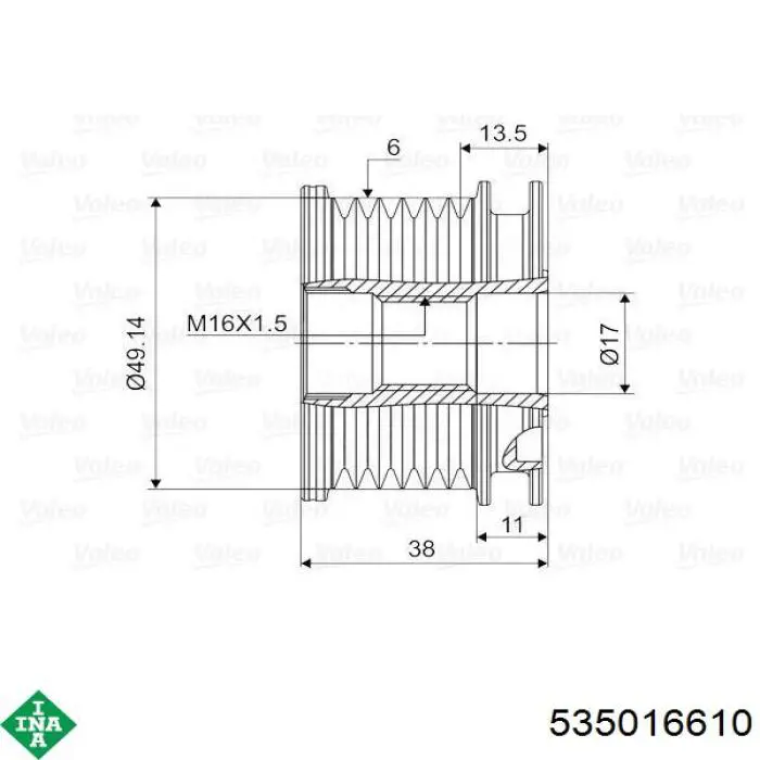 Do koszyka 535016610 INA Koło pasowe alternatora