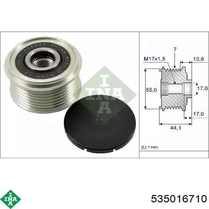 Koło pasowe alternatora INA 535016710 cena, od 58,14 USD