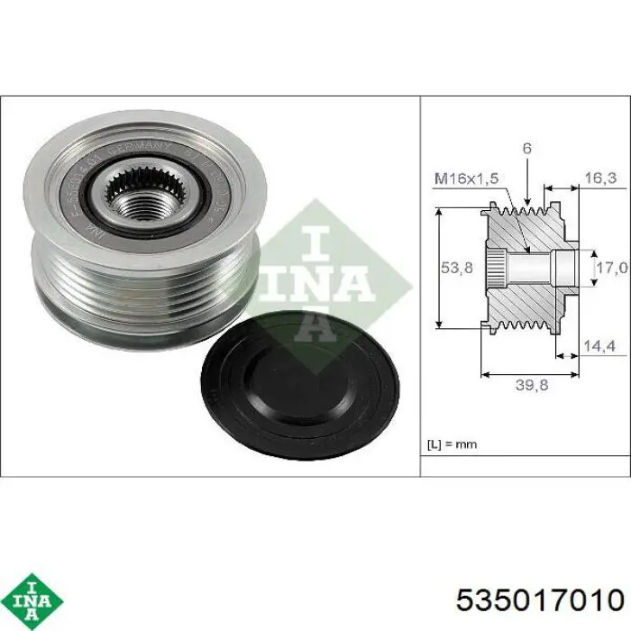 Koło pasowe alternatora INA 535017010 cena, od 27,49 USD