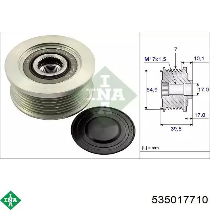 Koło pasowe alternatora INA 535017710 cena, od 49,11 USD