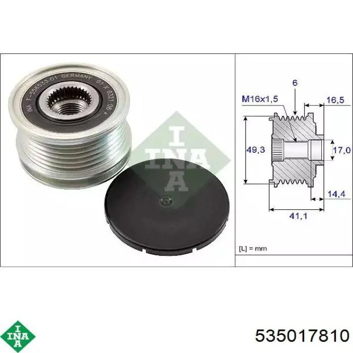 Koło pasowe alternatora INA 535017810 cena, od 40,37 USD