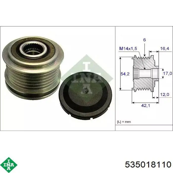 Koło pasowe alternatora INA 535018110 cena, od 42,26 USD
