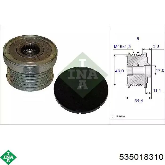 Koło pasowe alternatora INA 535018310 cena, od 48,59 USD