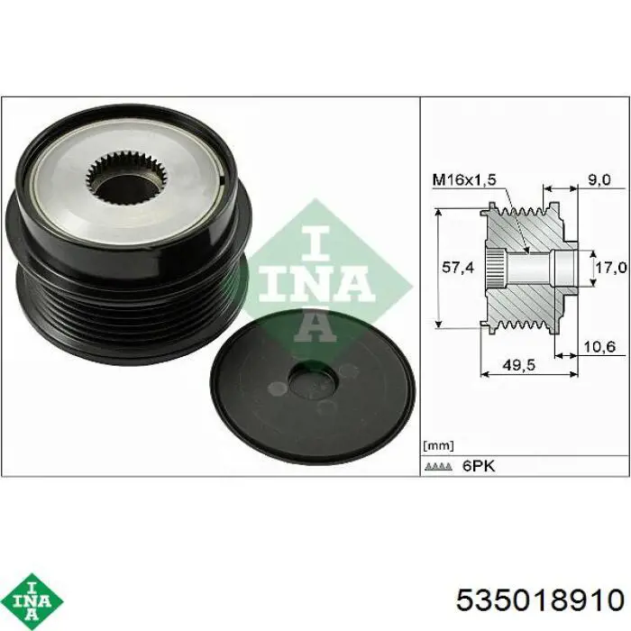 Koło pasowe alternatora INA 535018910 cena, od 45,77 USD