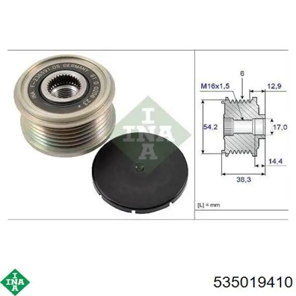 Do koszyka 535019410 INA Koło pasowe alternatora