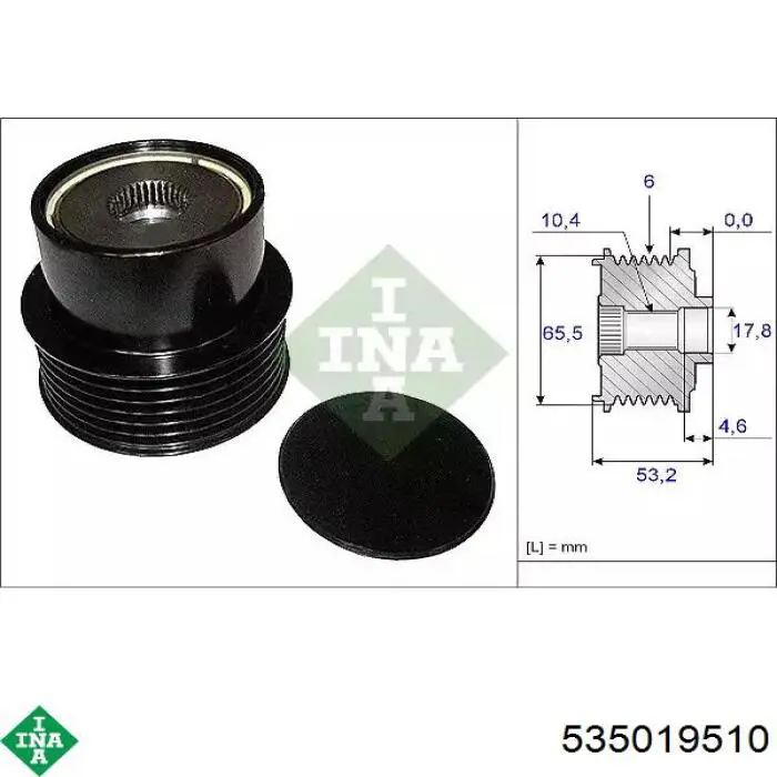 Koło pasowe alternatora INA 535019510 cena, od 94,74 USD