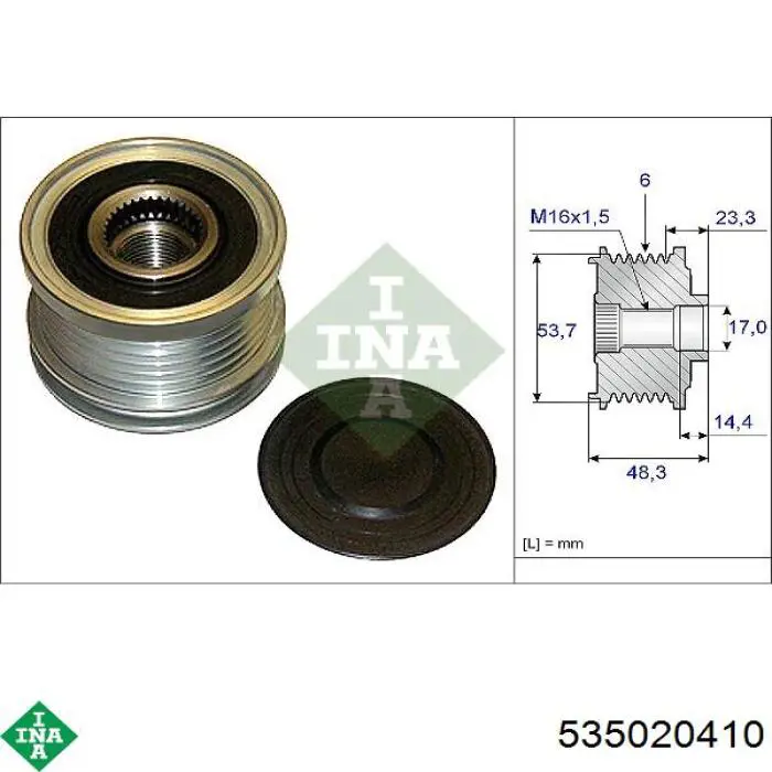 Koło pasowe alternatora INA 535020410 cena, od 46,72 USD