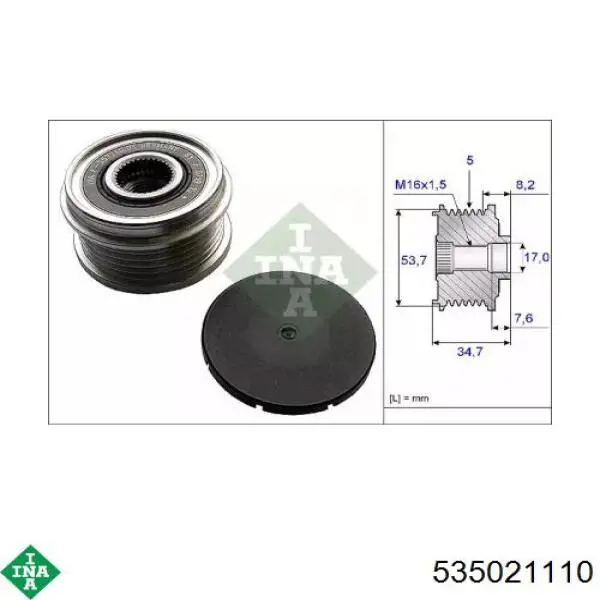 Koło pasowe alternatora INA 535021110 cena, od 37,81 USD