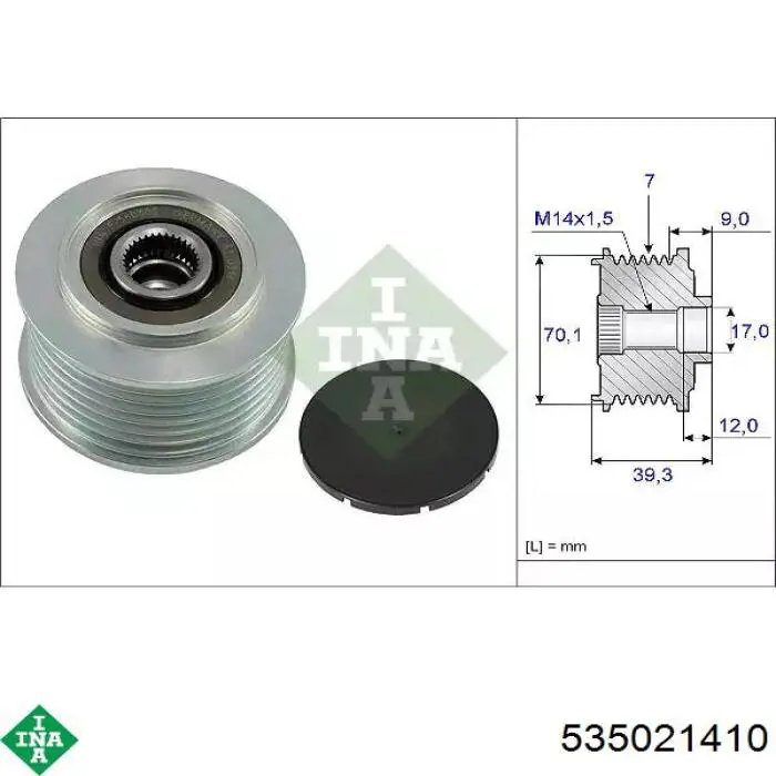 Koło pasowe alternatora INA 535021410 cena, od 47,93 USD