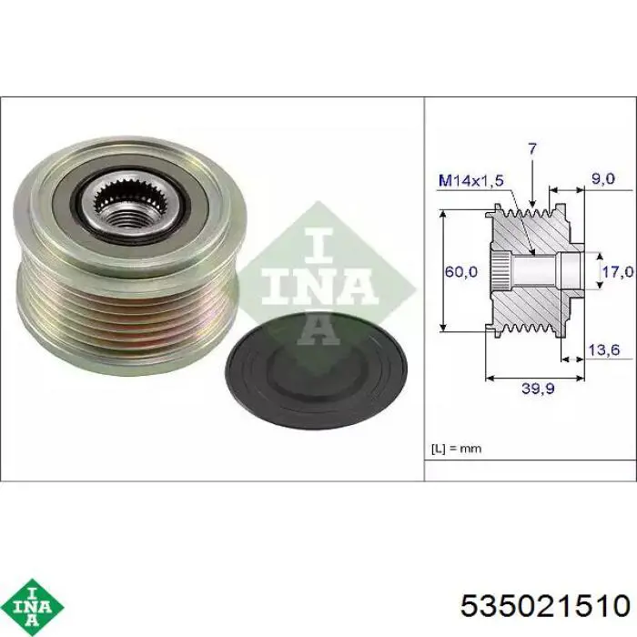 Koło pasowe alternatora INA 535021510 cena, od 46,11 USD