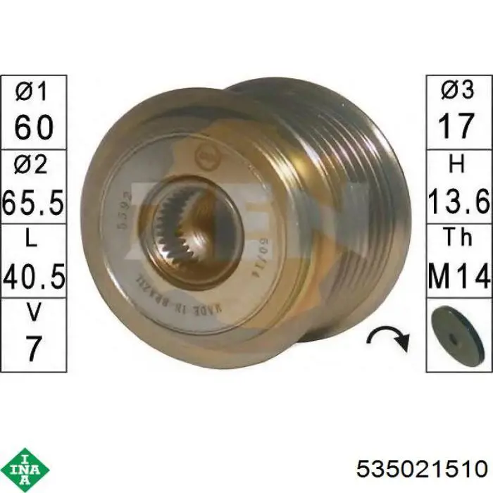 Do koszyka 535021510 INA Koło pasowe alternatora